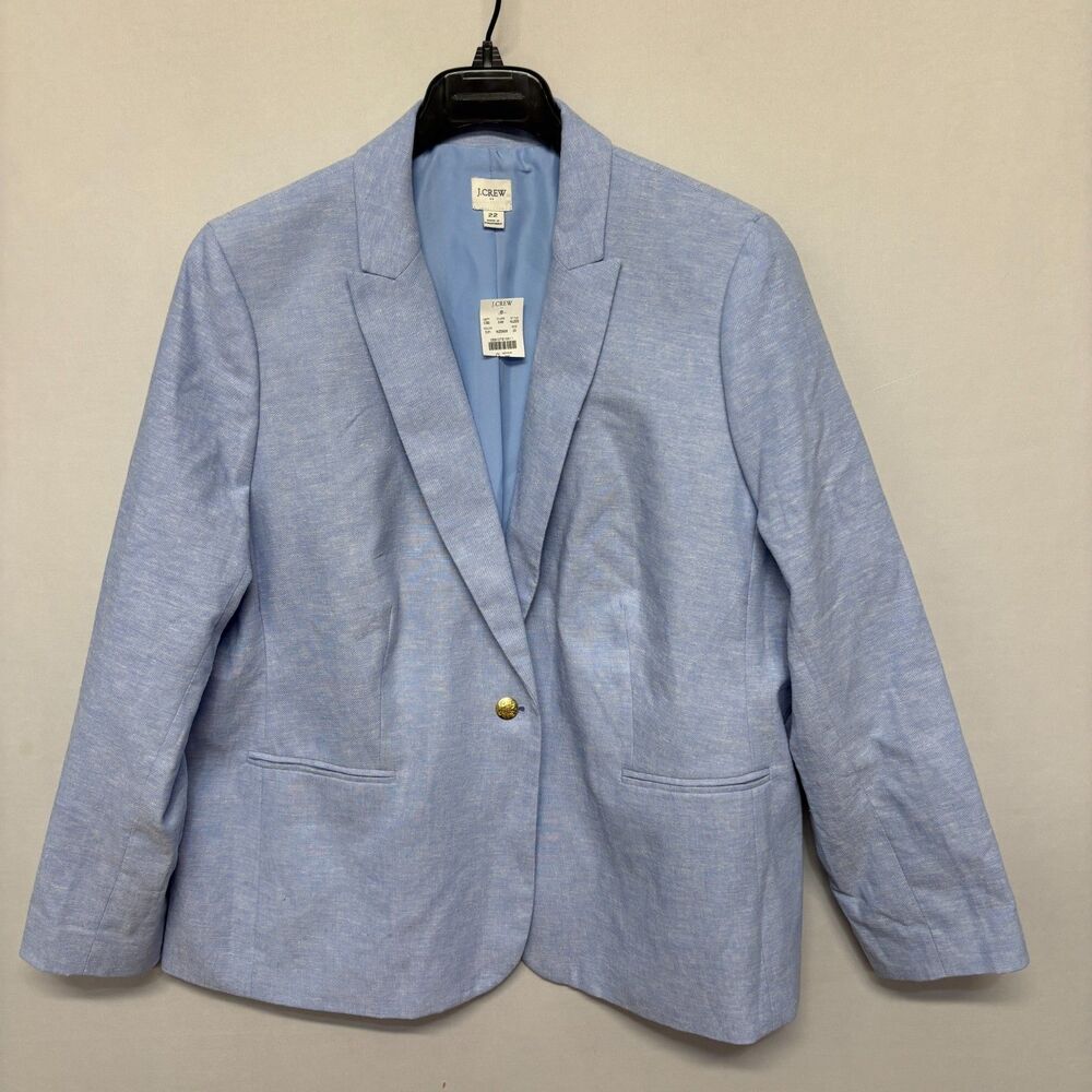 NWT J Crew Women Size 22 Linen Blend One Button Blazer Jacket AL222 SP25 C138 11